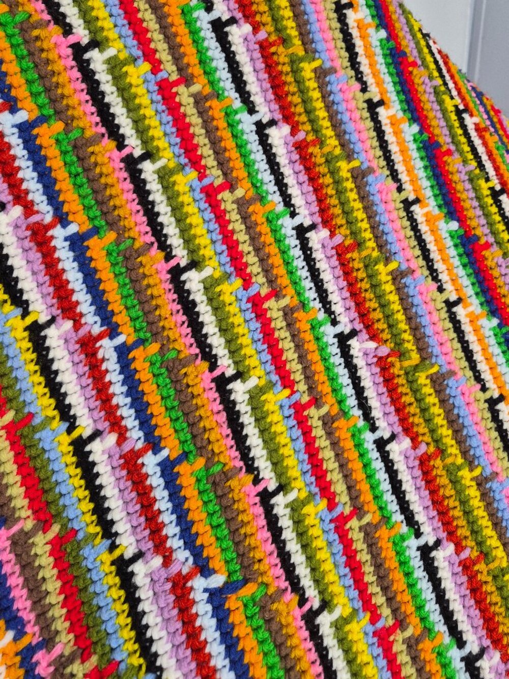 Classic Pattern Handmade Crochet Multi-Color Afghan Throw Blanket; 60 x 70